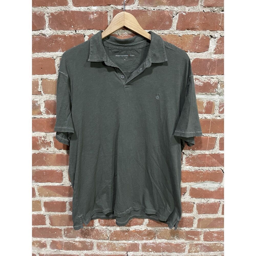 John Varvatos Polo Shirt Mens XL Extra Large Gray Short Sleeve Collar Preppy